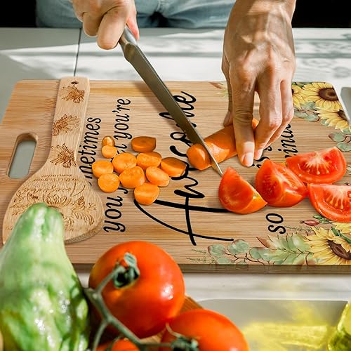 Miniatura 4 de Hushee Juego de 6 tablas de cortar con texto en inglés "Thank You", regalos para mujeres Sometime You Forget You Are Awesome inspiradoras tablas de