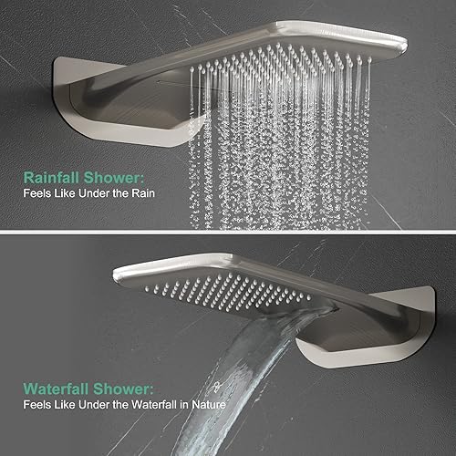 Miniatura 3 de SR SUN RISE Sistema de ducha de níquel cepillado de 20 pulgadas, juego de ducha montado en el techo, grifo de ducha (contiene grifo de ducha, cuerpo