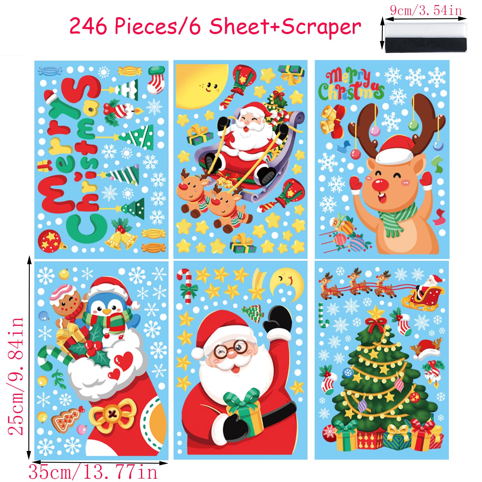 Fensterdeko Weihnachten – 9 Selbstklebende Fensterbilder (Schneeflocken-Motive) Aus PVC, Je 20x29 Cm