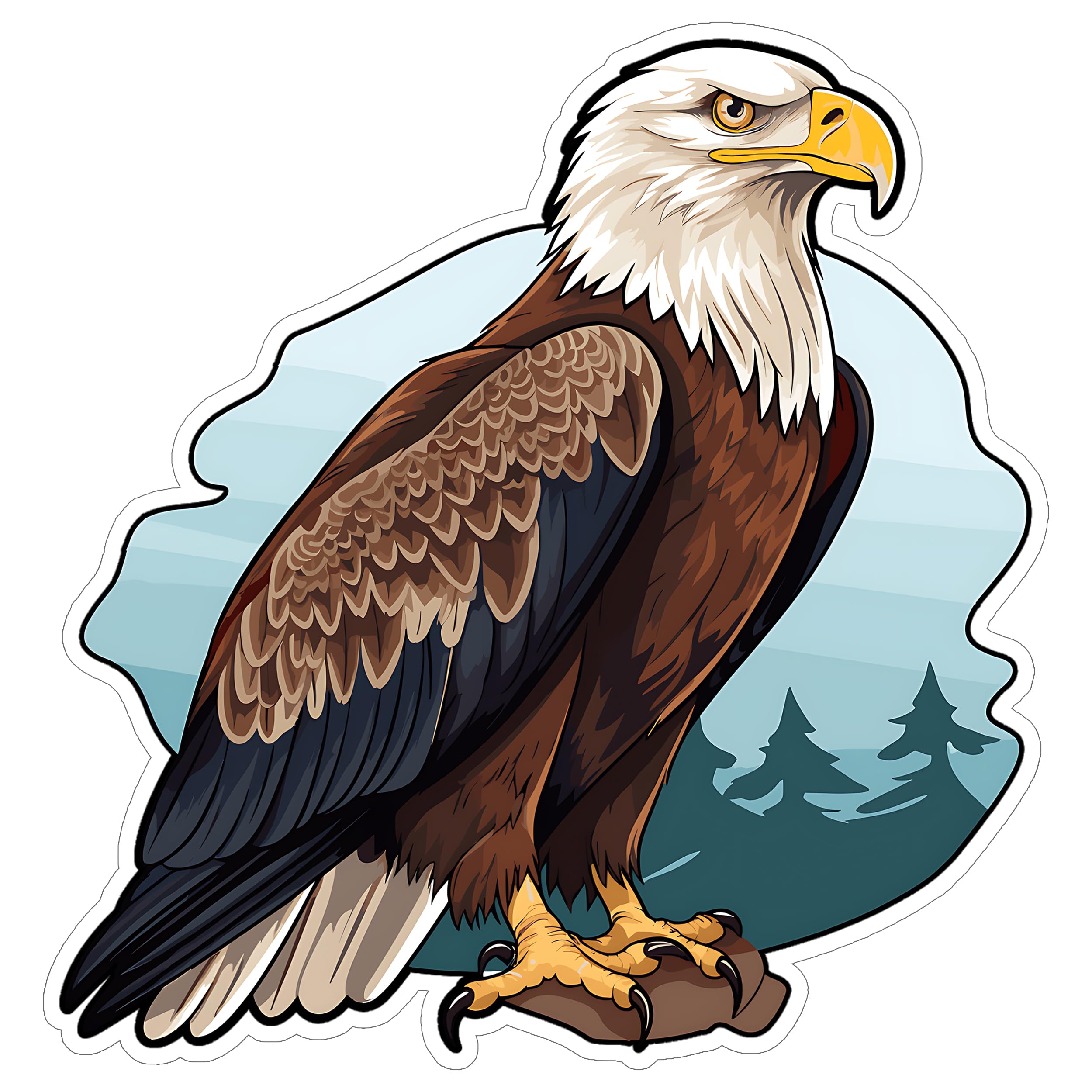 Bald Eagle Sticker 4 Inch American Eagle Bird of Prey - Waterproof Animal Vinyl Decal for Laptop Water Bottle Car Tumbler - Durable Aesthetic