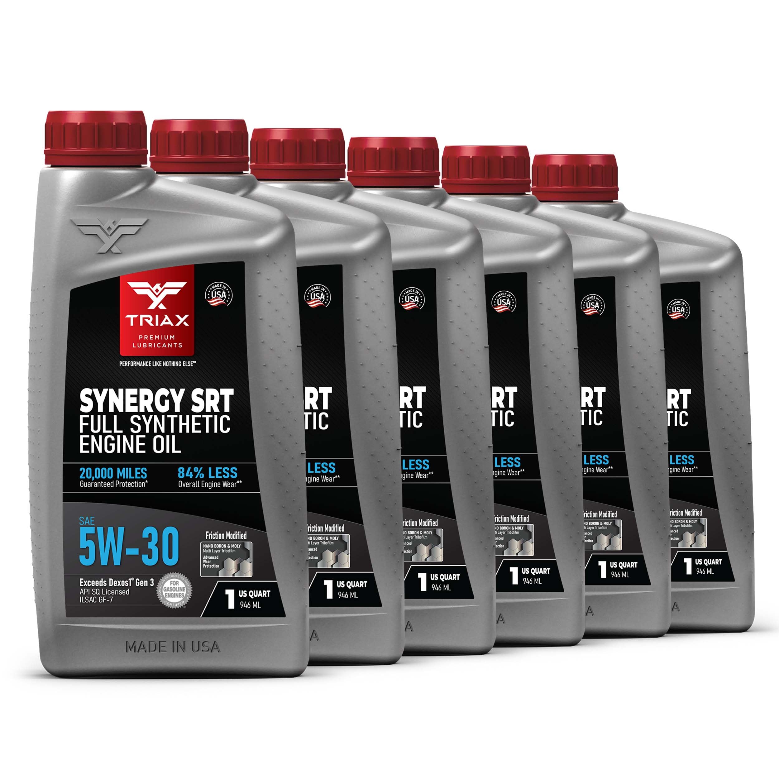 TRIAX Synergy SRT 5W-30 Aceite de Motor de éster y PAO Totalmente sintético, SN +, Dex 1 Gen 2, Modificado por fricción de molibdeno y Boro, 15.000 Millas o 2 años (Caja de 6 Cuartos)