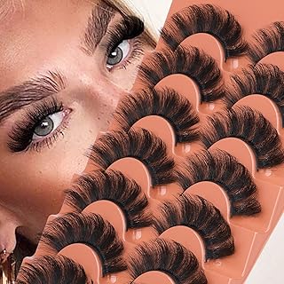 False Eyelashes Natural Look Lashes That Look Like Extensions Pestañas Postizas Naturales Fluffy D Curl Russian Strip Eye Lashes Pack Clear Band Short Cat Eye Fake Eyelashes 7 Pairs by GODDVENUS