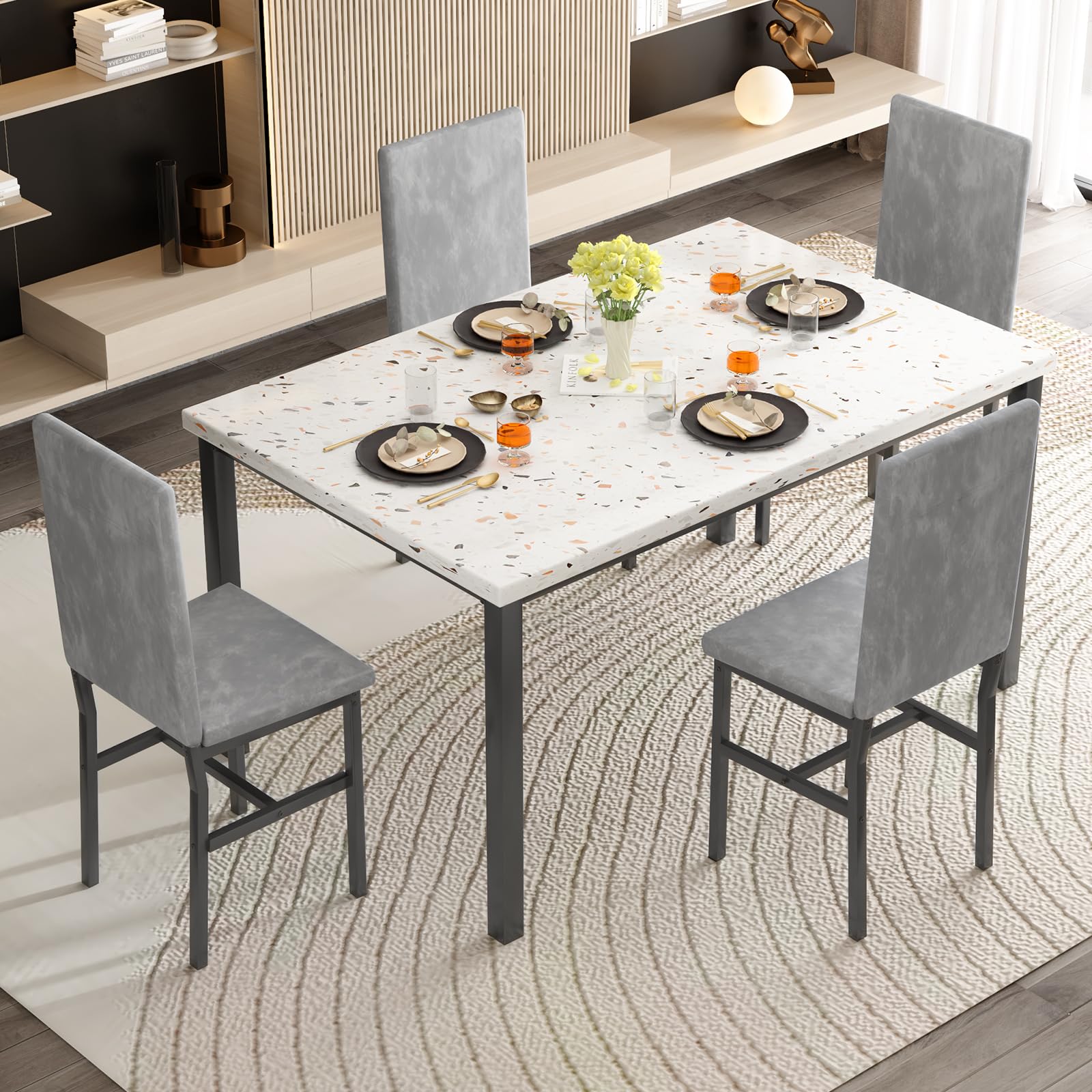 Marble Walmart Dinettes Black And White Dining Table Dining