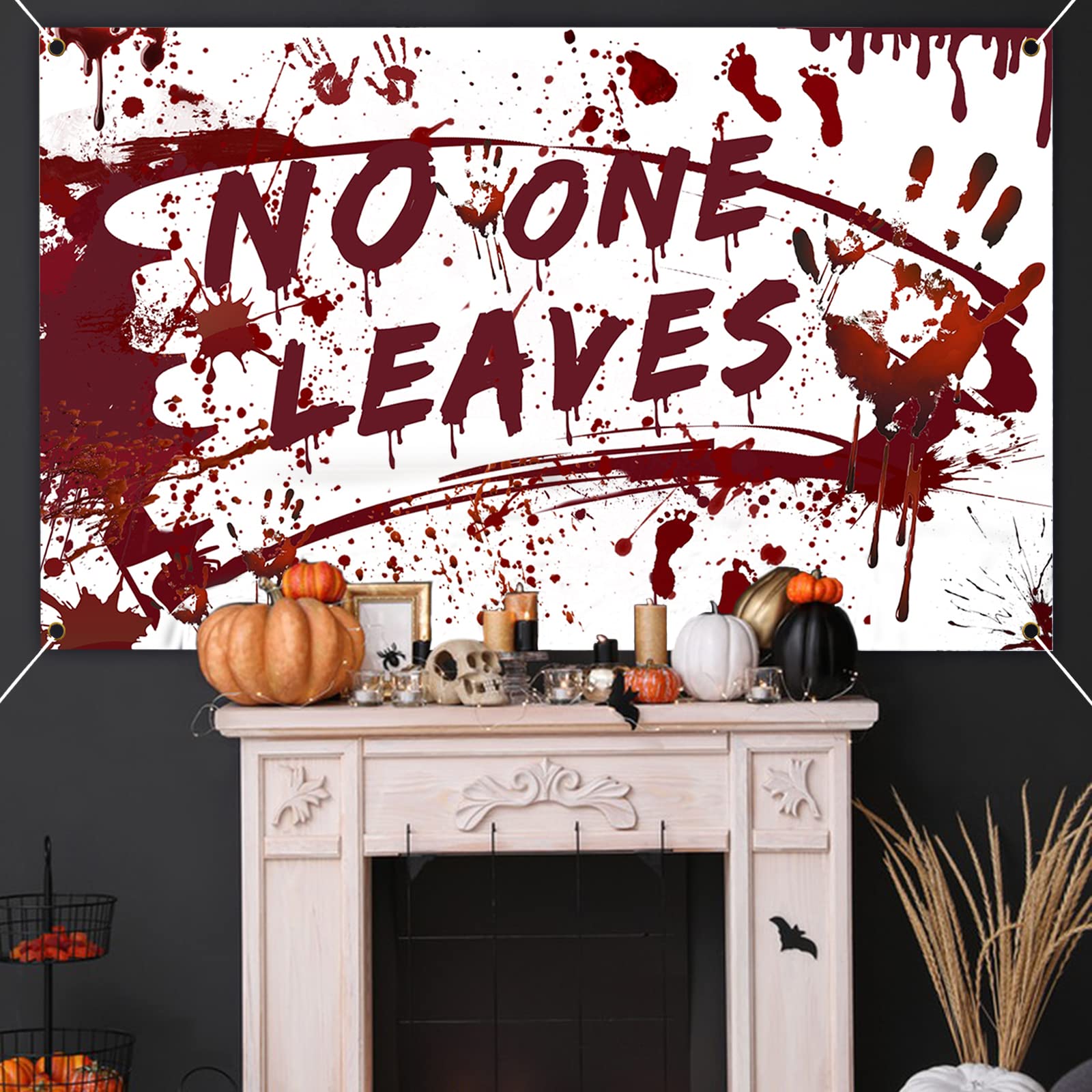 Snapklik.com : Halloween Bloody Backdrop Halloween No One Leaves Banner ...