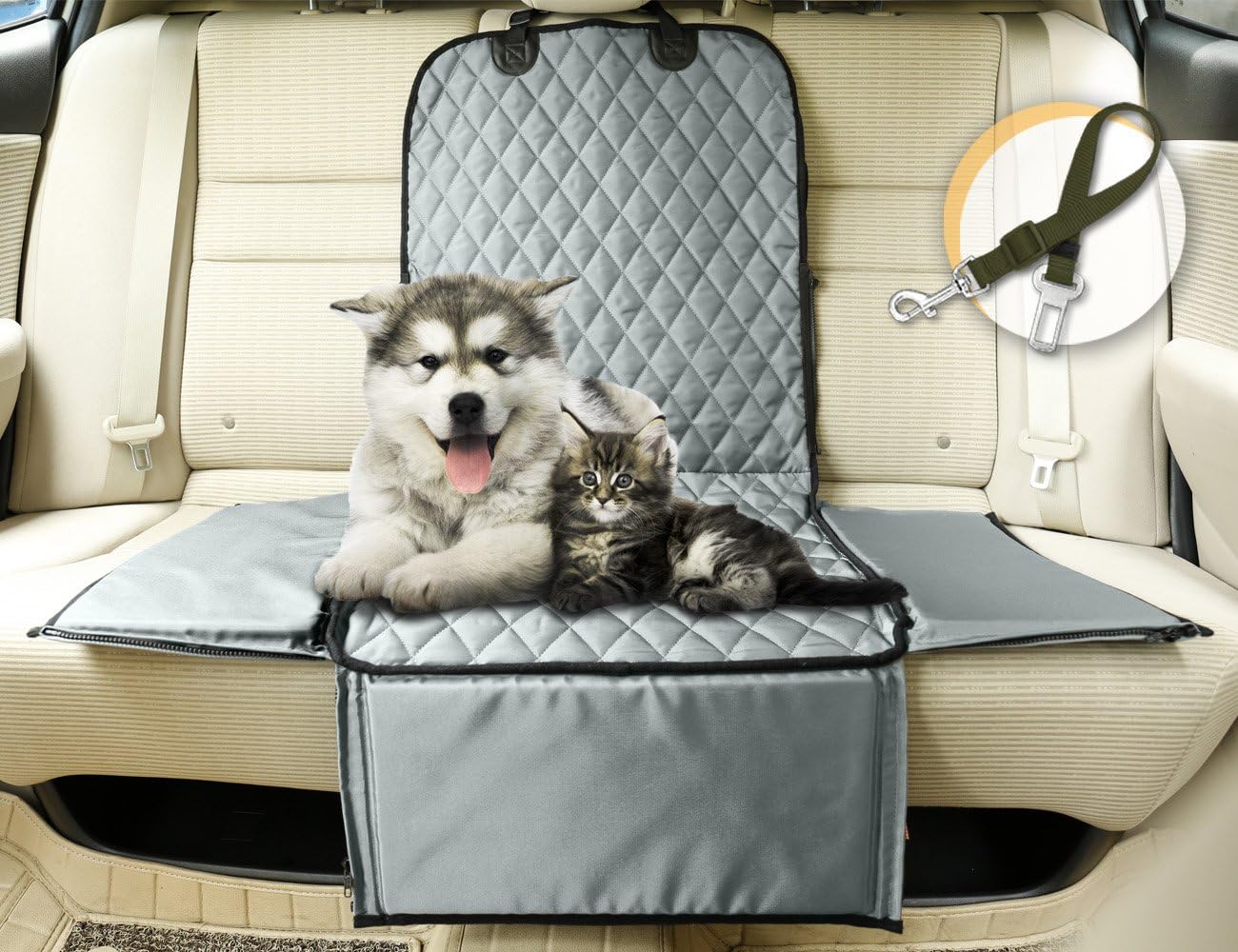C&D Pet Bucket Seat Cover, Single Seat Cover Waterproof Pet Front Seat Cover Dog Seat Protector-Universal Design for All Cars, SUVs &…