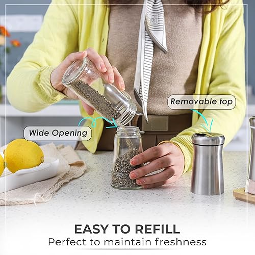 Miniatura 4 de Coctelera de pimienta o salero con agujeros ajustables - Elegante dispensador de especias de acero inoxidable - Perfecto para Himalaya sal de mesa