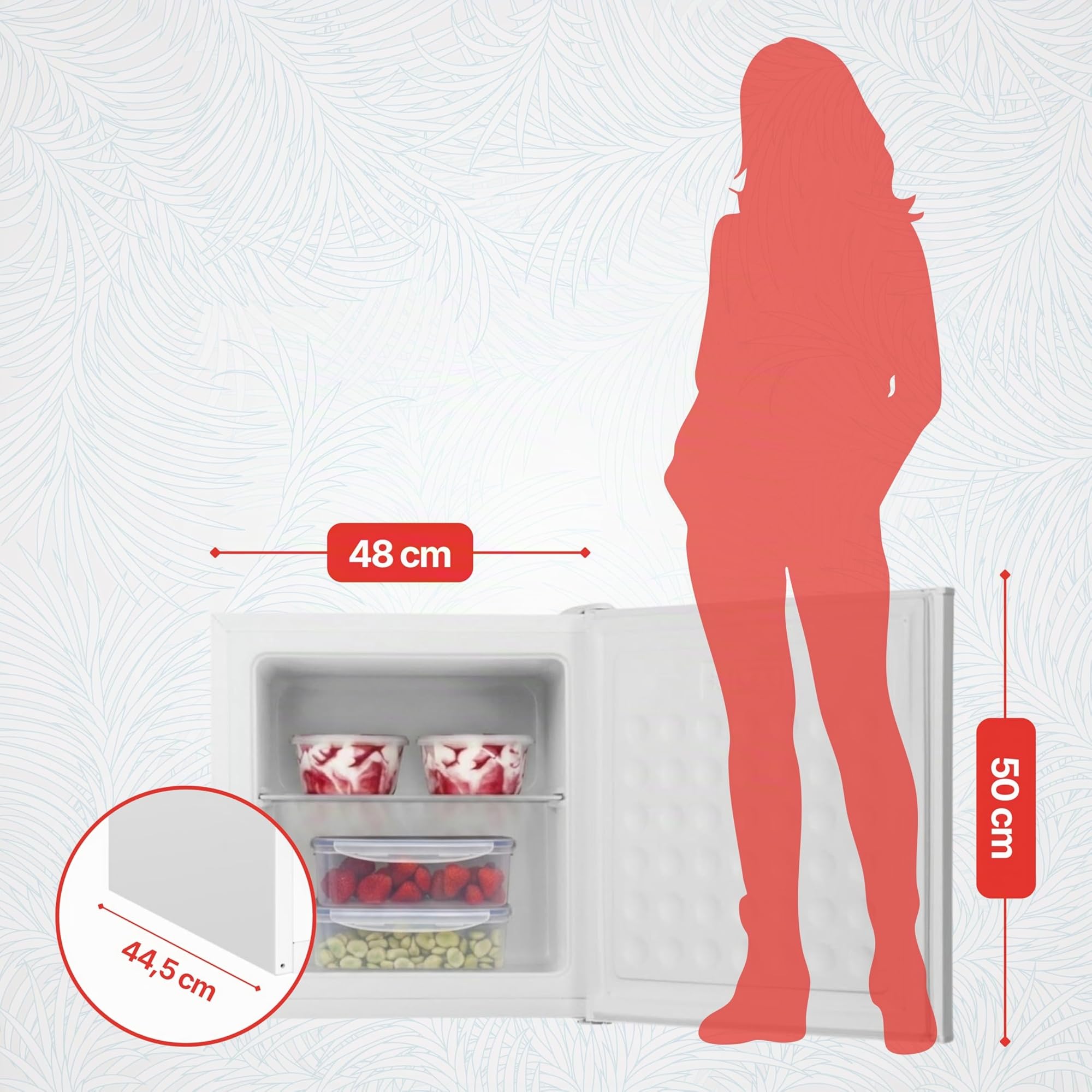 Amica Gefrierbox freistehend 32 l manuelle Abtauung Gefrierfach‑Ablage Eiswürfelbehälter 50 x 48 x 44,5 cm – Gefrierschrank Freistehend Weiß