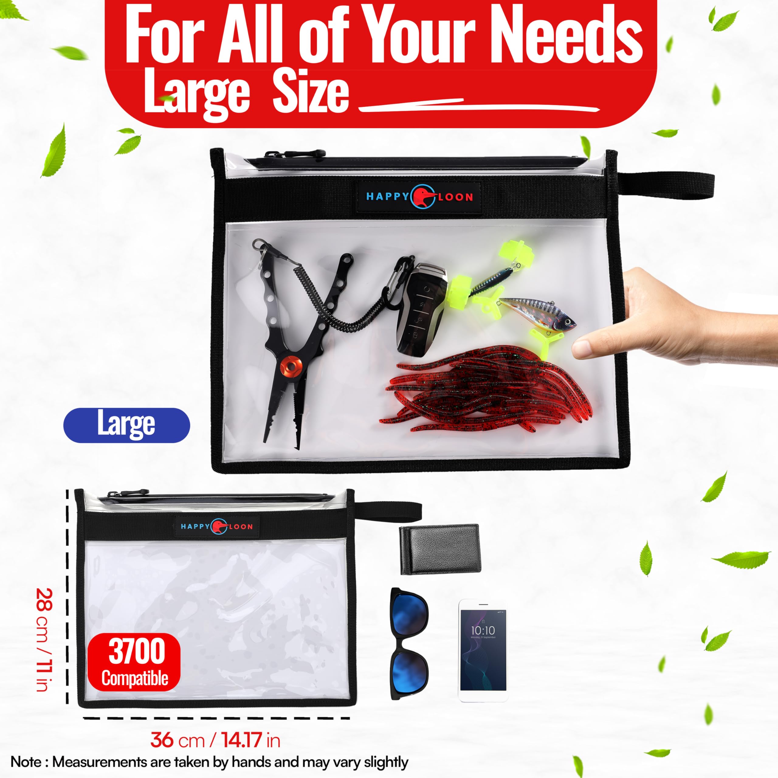 Floatig Waterproof Fishing Tackle Bag Set - 2 Large, 100% Submersible Dry Bags, Floats with phone & bait- Scuba-Grade Zipper, PVC-Free, Tethering Loop - Premium Fishing accessory pouch