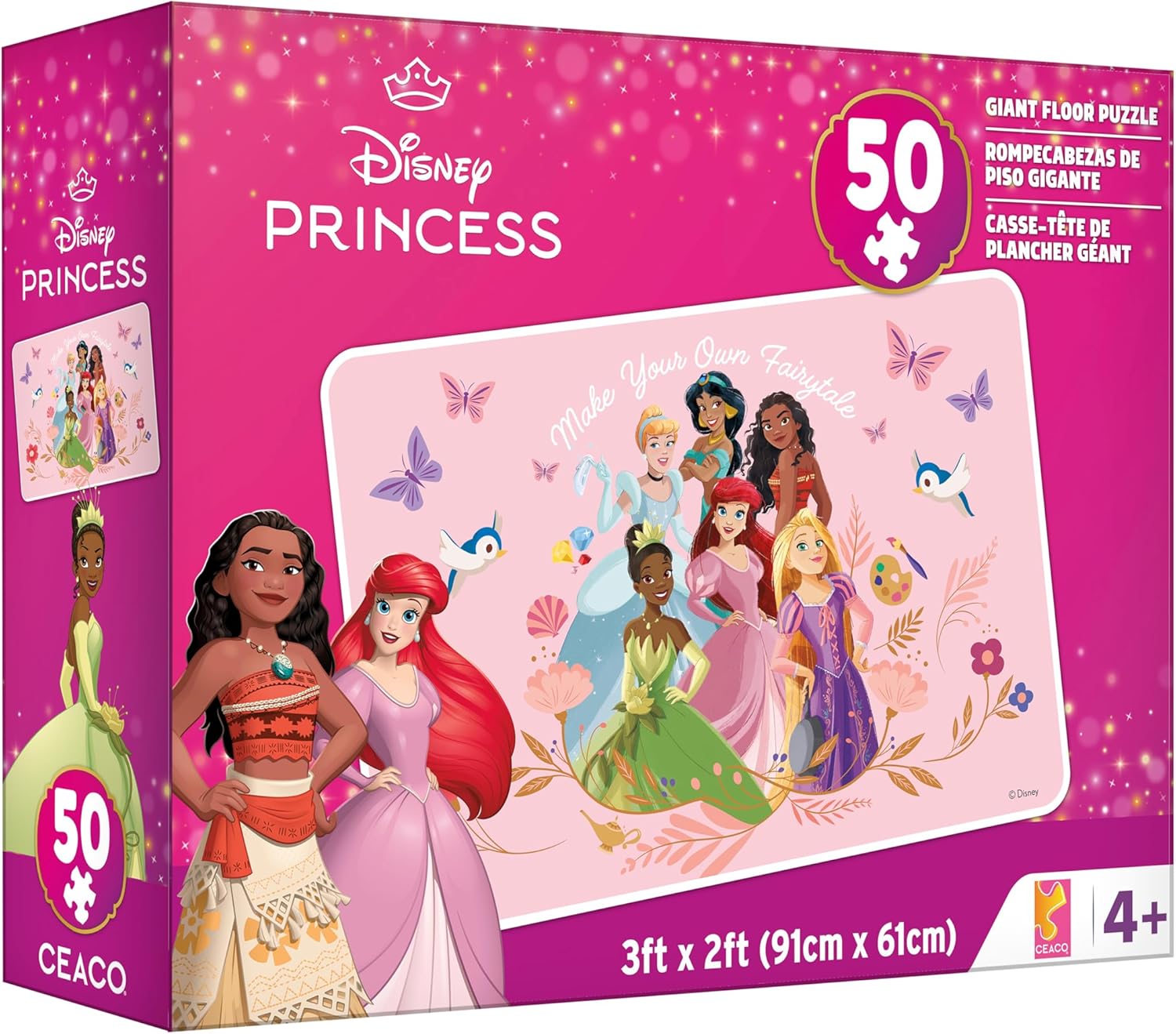 Buffalo Games - 50 piece Giant Floor Puzzle - Disney Princess - Educational Puzzles for Kids Ages 4 and up - Large Pieces - 2 feet x 3 feet