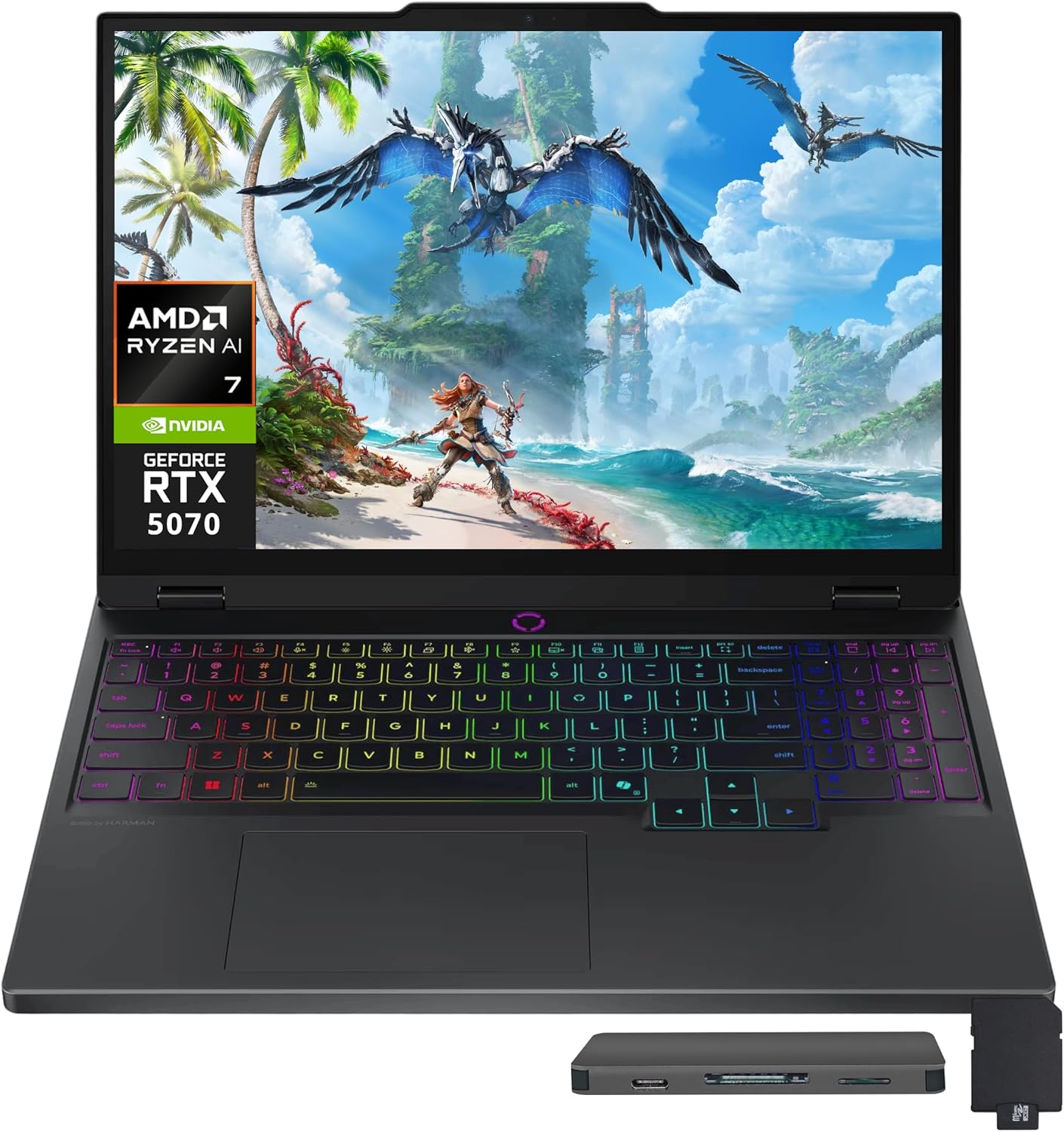 Lenovo Legion 5 15.1" 165Hz WQXGA OLED Gaming Laptop, AMD Ryzen AI 7 350, NVIDIA GeForce RTX 5070 8GB, 64GB RAM, 3TB Storage(2TB SSD+1TB Docking Station Set), RGB Backlit Keyboard, Win 11 Pro, Black