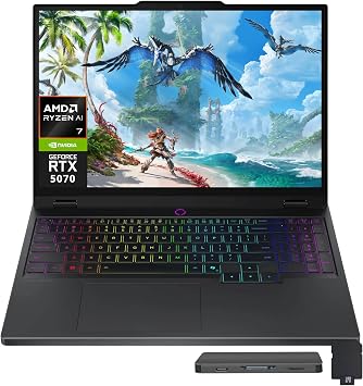 Lenovo Legion 5 15.1" 165Hz WQXGA OLED Gaming Laptop, AMD Ryzen AI 7 350, NVIDIA GeForce RTX 5070 8GB, 16GB RAM, 2TB Storage1TB SSD+1TB Docking Station Set, RGB Backlit Keyboard, Win 11 Pro, Black