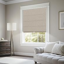 BERISSA Blackout Roman Shades for Windows Cordless,Pull Down Linen Fabric Roman Blinds,Privacy Window Shades for Door Windows,Bedroom,Office,Easy to Install,Light Brown,48" W x 36" H