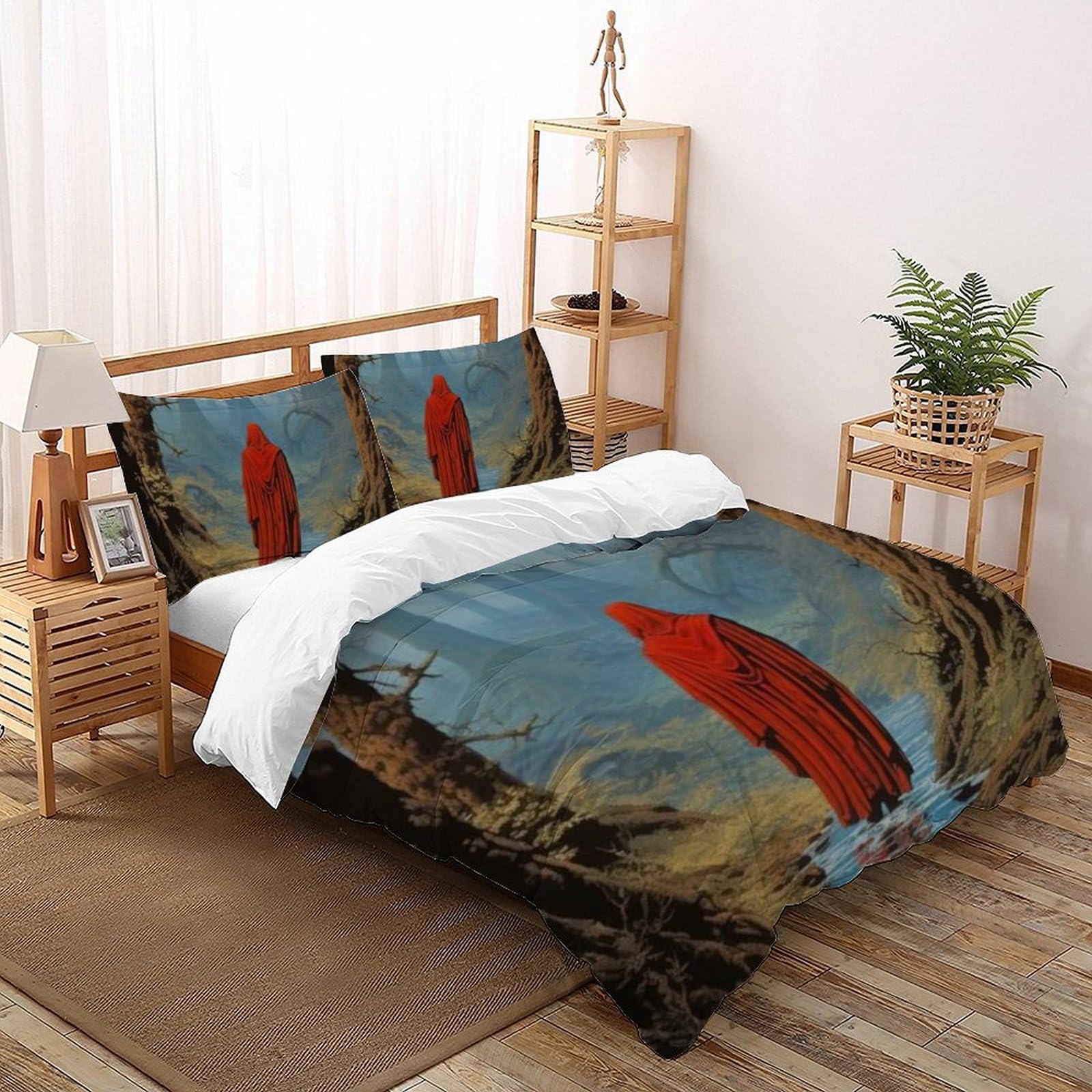 Housse de couette mystérieux imprimé 3D rouge pour créer un univers magique dans la chambre