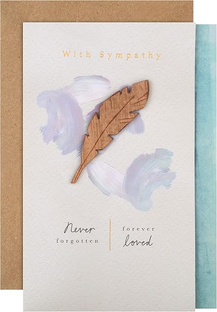 Sympathy Card from Hallmark - Contemporary Design with Wooden Feather Attachment