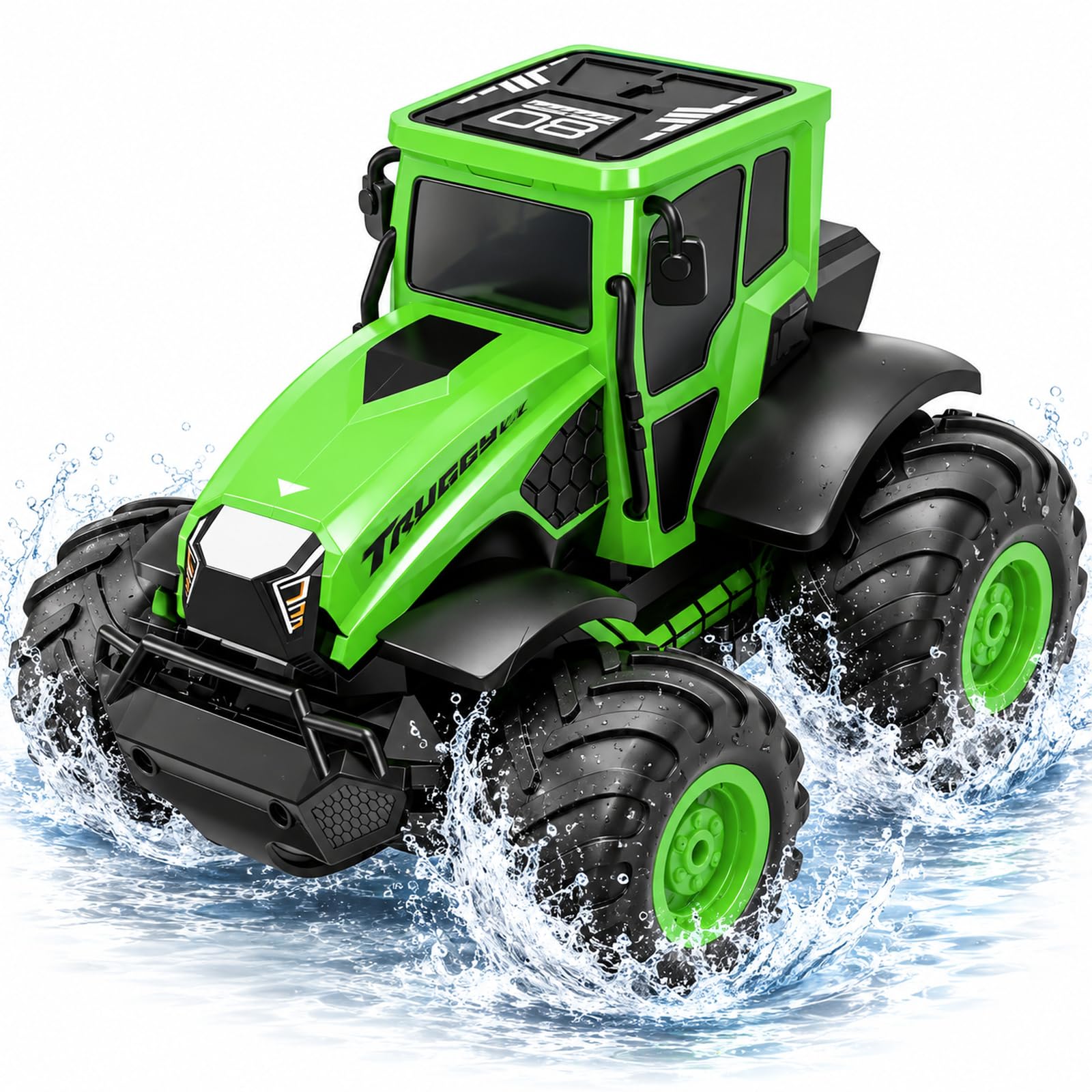Macchina Telecomandata per Bambini dai 6 Anni, Monster Truck Telecomandato Anfibio 4x4 IPX7, Auto RC 1:14 con 2 Batterie 90 Min, Rotazione 360°, Idea Regalo Bambino 6-10 Anni