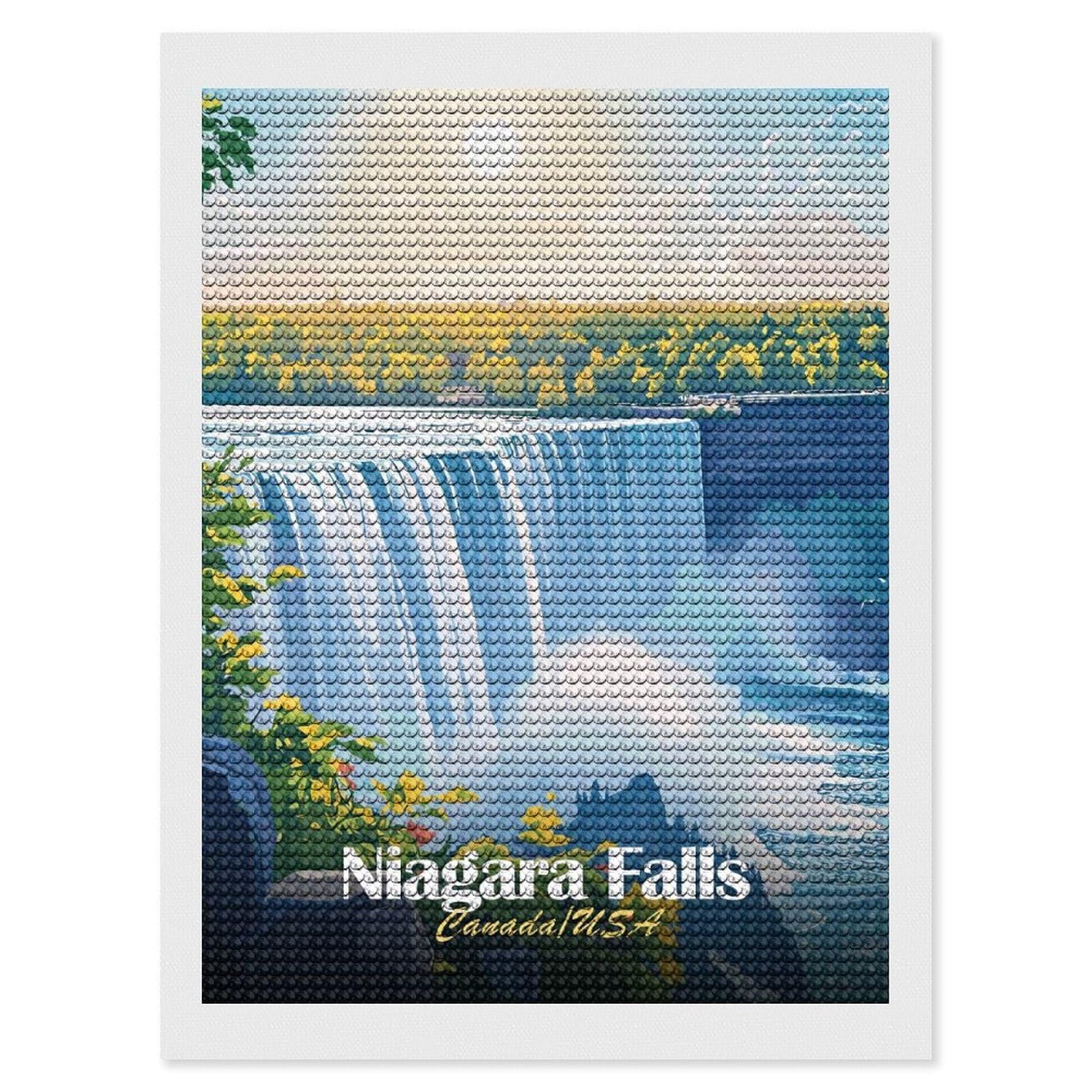 Junmoney Niagara Falls Diamond Art Kit 12"x16", Modern Decor, Farmhouse Decor, Home Wall Art, Festive Craft Gift, Handmade Wall Decor