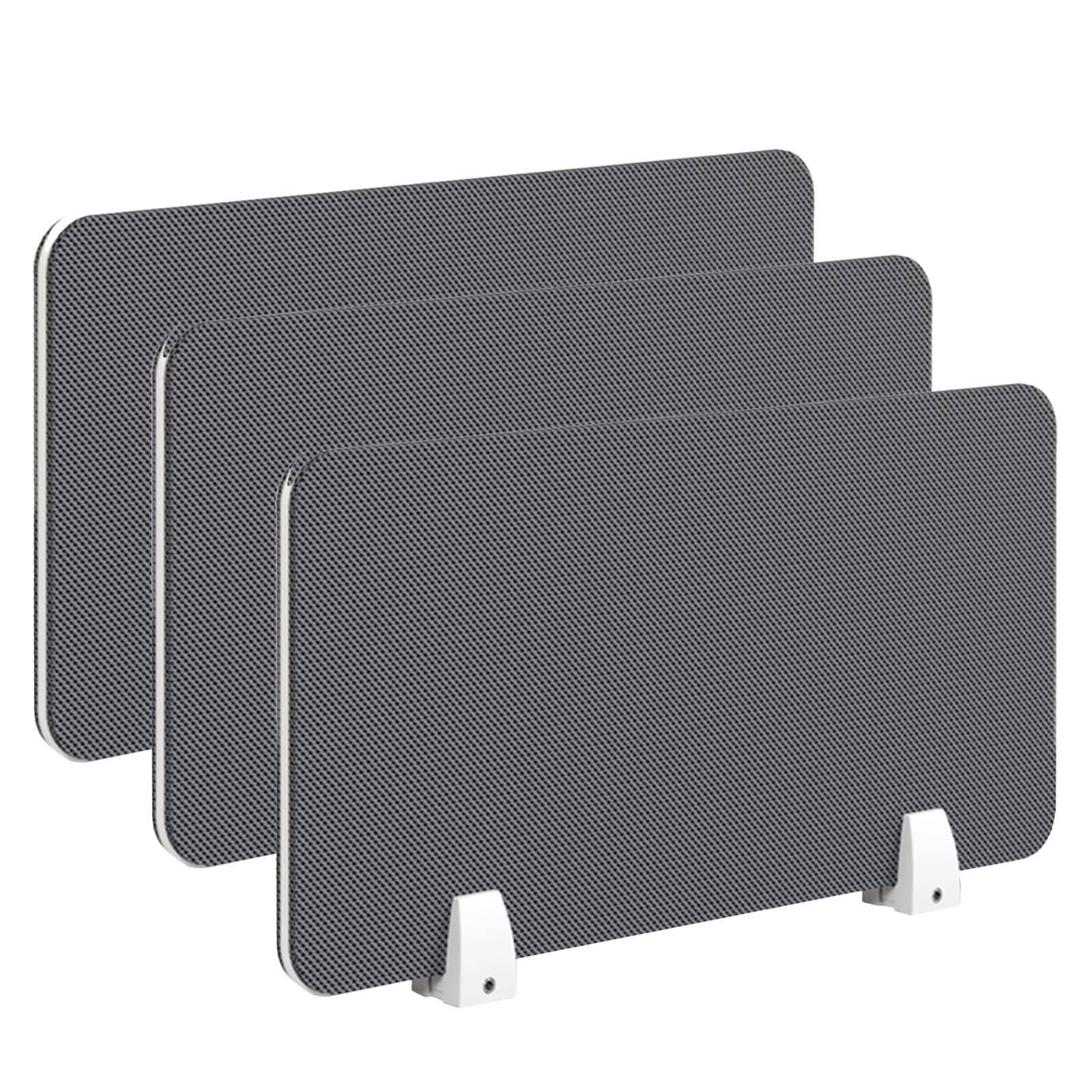 Panneaux de séparation de bureau gris 80 cm lot de 3 avec clips de fixation inclus