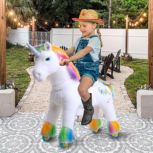 Miniatura 7 de PonyCycle Juguetes de caballo de unicornio arcoíris para niños, 3-5, tamaño 3, modelo premium, X, montar unicornio en poni, sin electricidad,