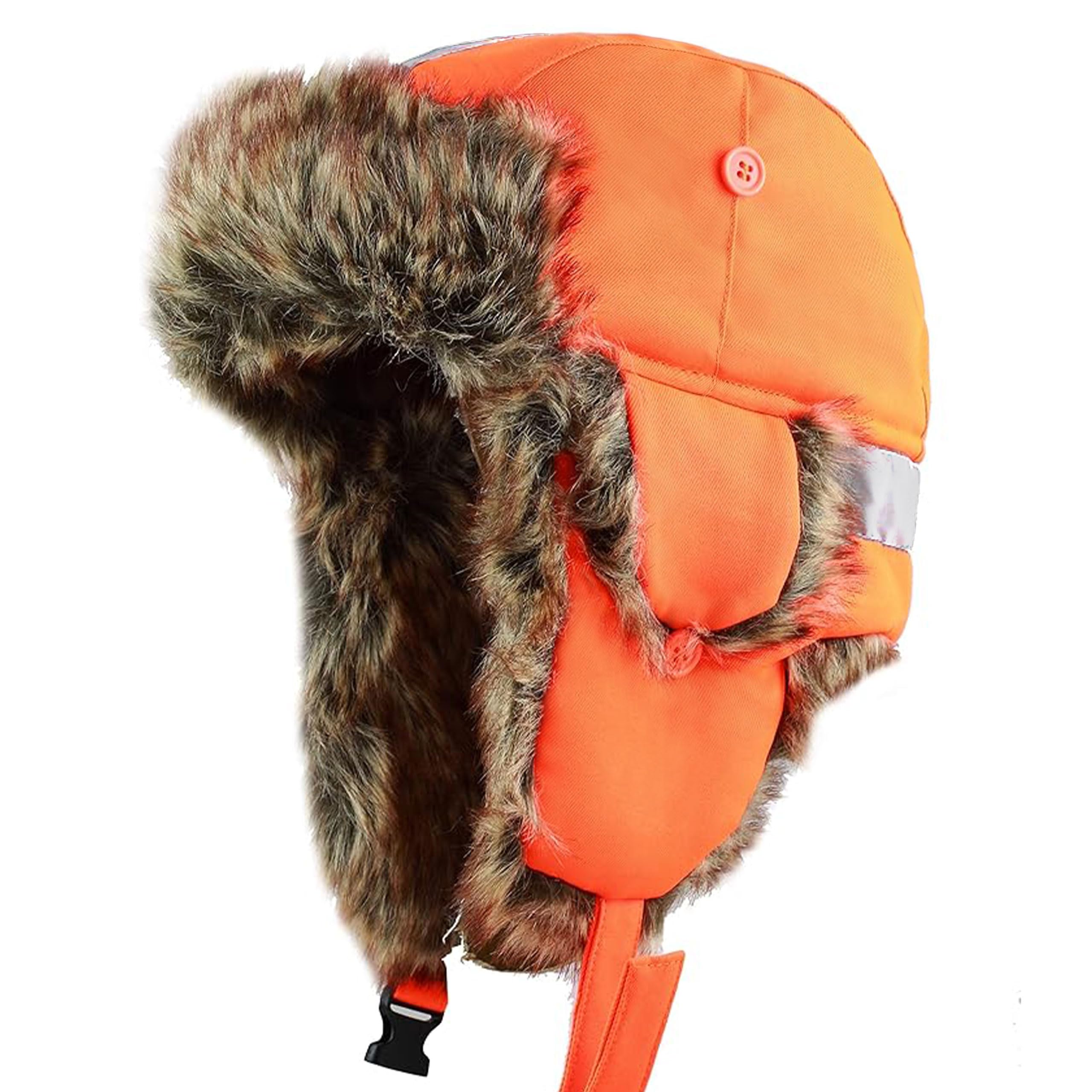 The Hat Depot Trapper Hat for Men and Women, Winter Faux Fur Hat with Ear Flaps, Windproof Warm Snow Cap
