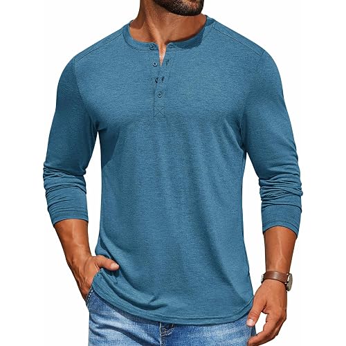 COOFANDY Men's Henley Shirts Long Sleeve T-Shirt Lightweight Fashion Casual Pullover Tee Shirt