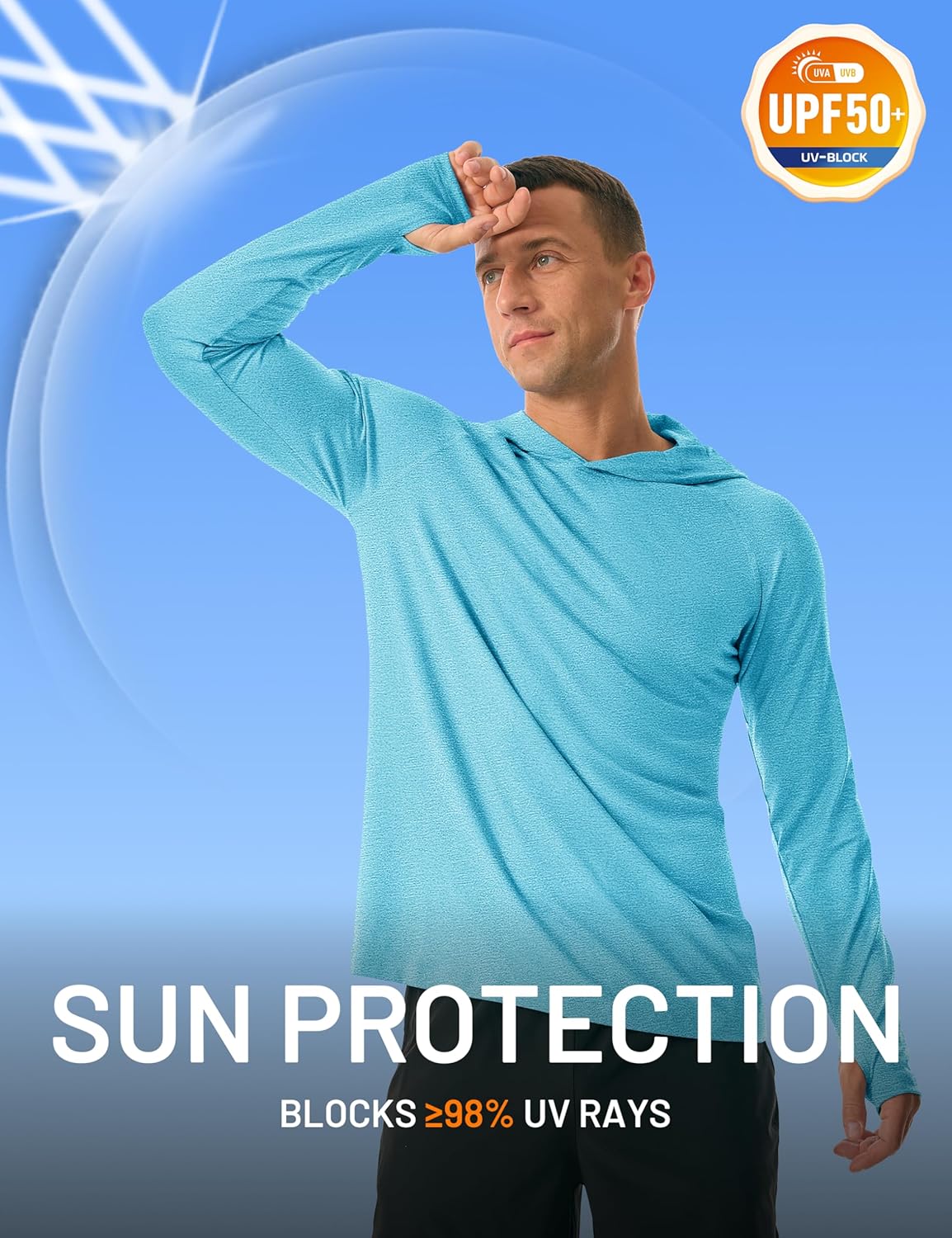 MAGCOMSEN Men's UPF 50+ Sun Shirts Long Sleeve Fishing Hoodie Shirt Lightweight Athletic Swim Running Hiking Rash Guard - Image 3