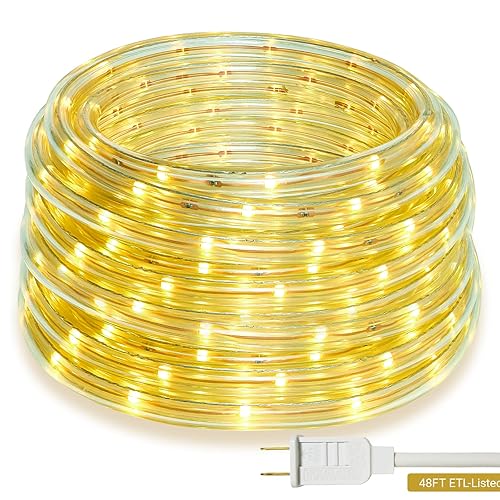 48ft Warm White LED Rope Lights Outdoor - 324 LEDs