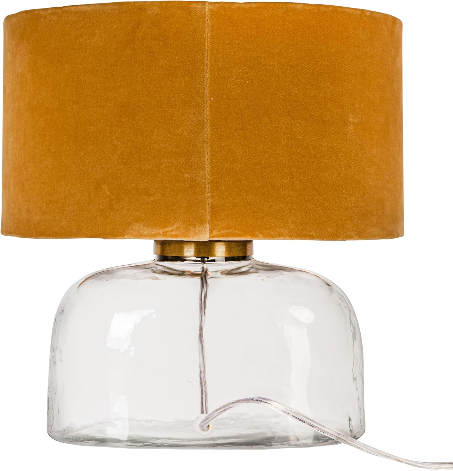 Creative Co-Op Modern Table Lamp with Glass Base and Velvet Shade, Mustard Yellow