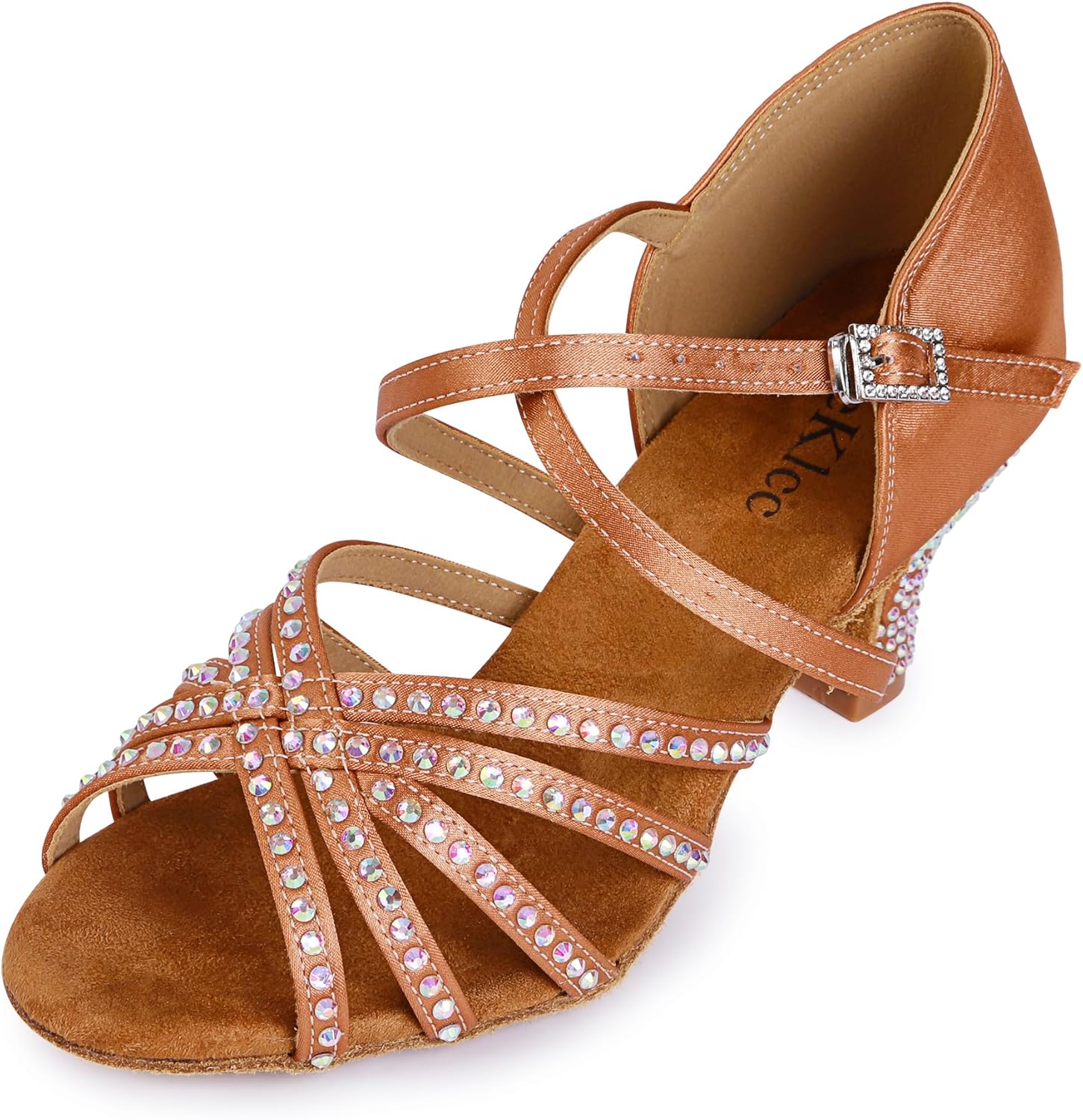 Rhinestone Ballroom Dance Shoes Women Latin Salsa Dancing Shoes Practice Dance Heels ZB07