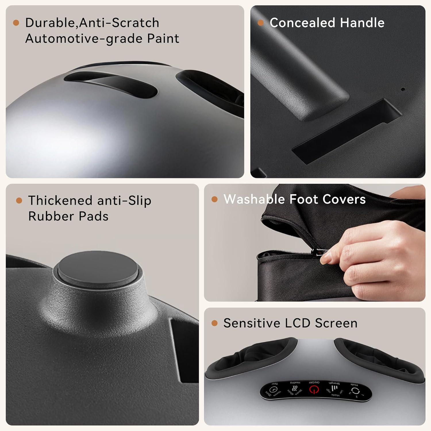 Foot Massager with Heat & Compression, Patented Scissor-Hand Shiatsu Core for Deep Kneading, 131°F Constant Heat, 3 Modes, Adjustable Intensity, Fits Up to Men’s 12