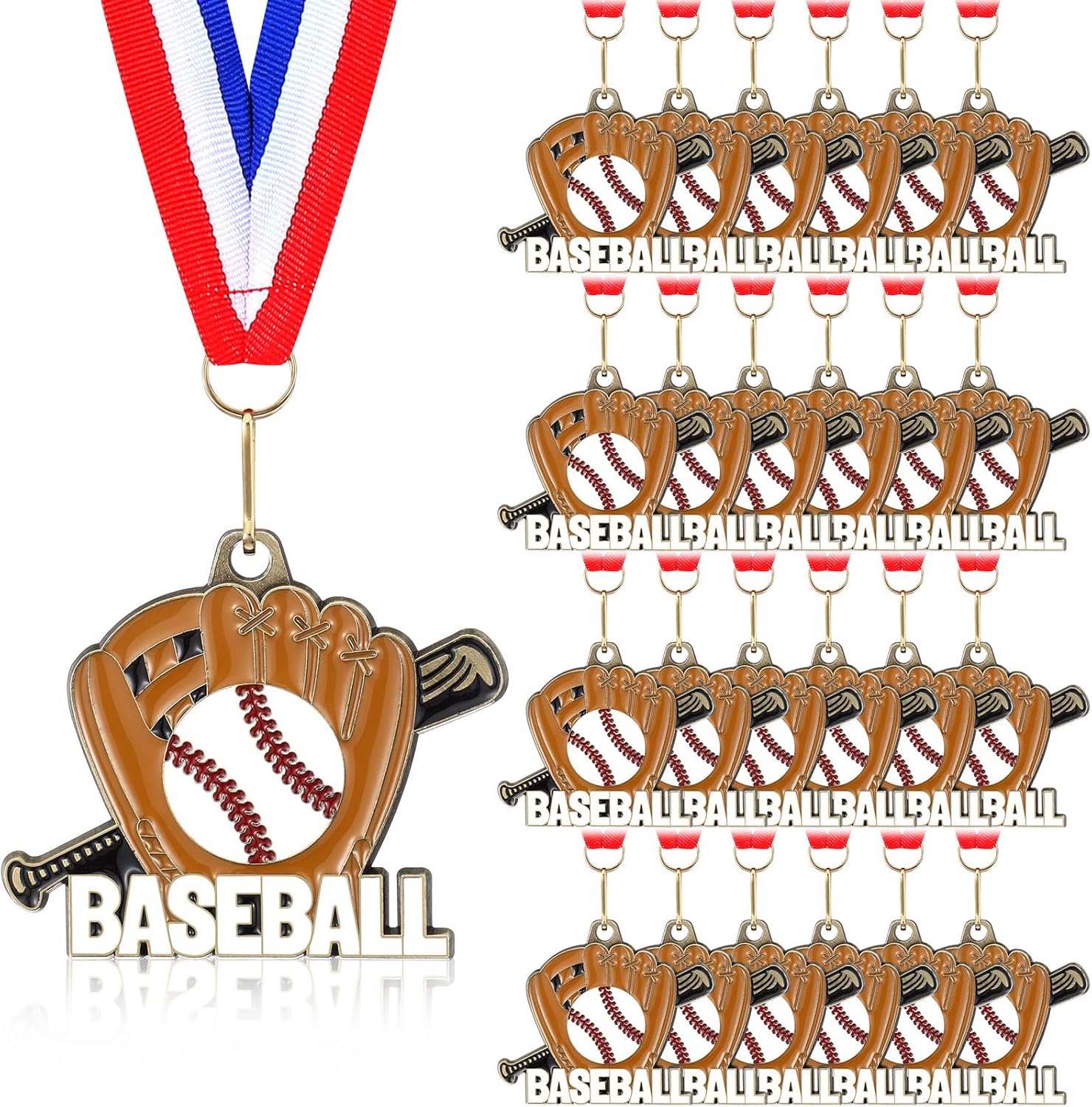 Tondiamo 24/48 Pcs Award Medals Bulk Sports Medals with Neck Ribbons 2 Inches Winner Award Prize Gift for Sports Themed Party Favors Team Tournaments Competitions Match