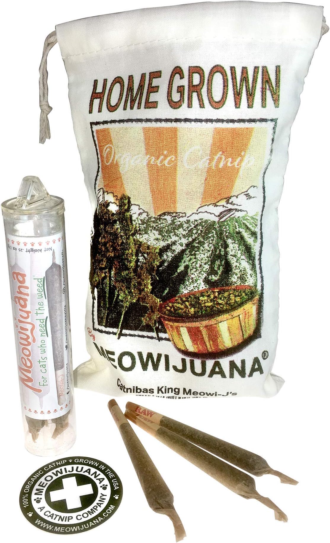 Meowijuana Catnip Joints, Grown in The USA, Feline Approved, Infused with Maximum Potency Your Cat is Guaranteed to go Crazy for! Great Gift for Cat Lovers!