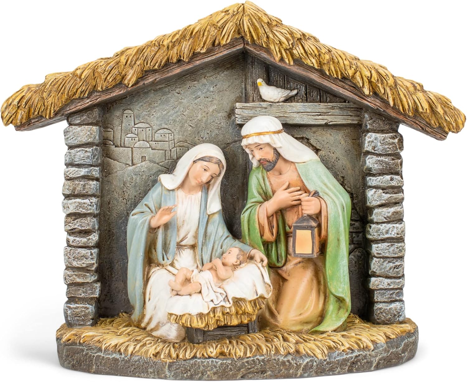 Napco Rustic Grey Nativity in Creche 12 x 9 Resin Tabletop Holiday Figurine