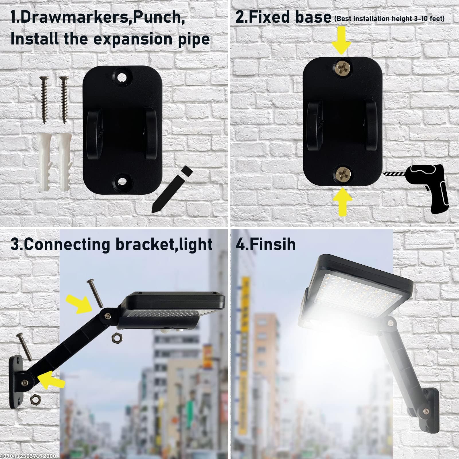 4 pack Solarleuchten für Außenbereich, 128 LED superhelle Lampe, kabelloses wasserdichtes Solarflutlicht, Sicherheitsbewegungssensor Luces Solares für Deck, Zaun, Terrasse, Haustür, Dachrinne
