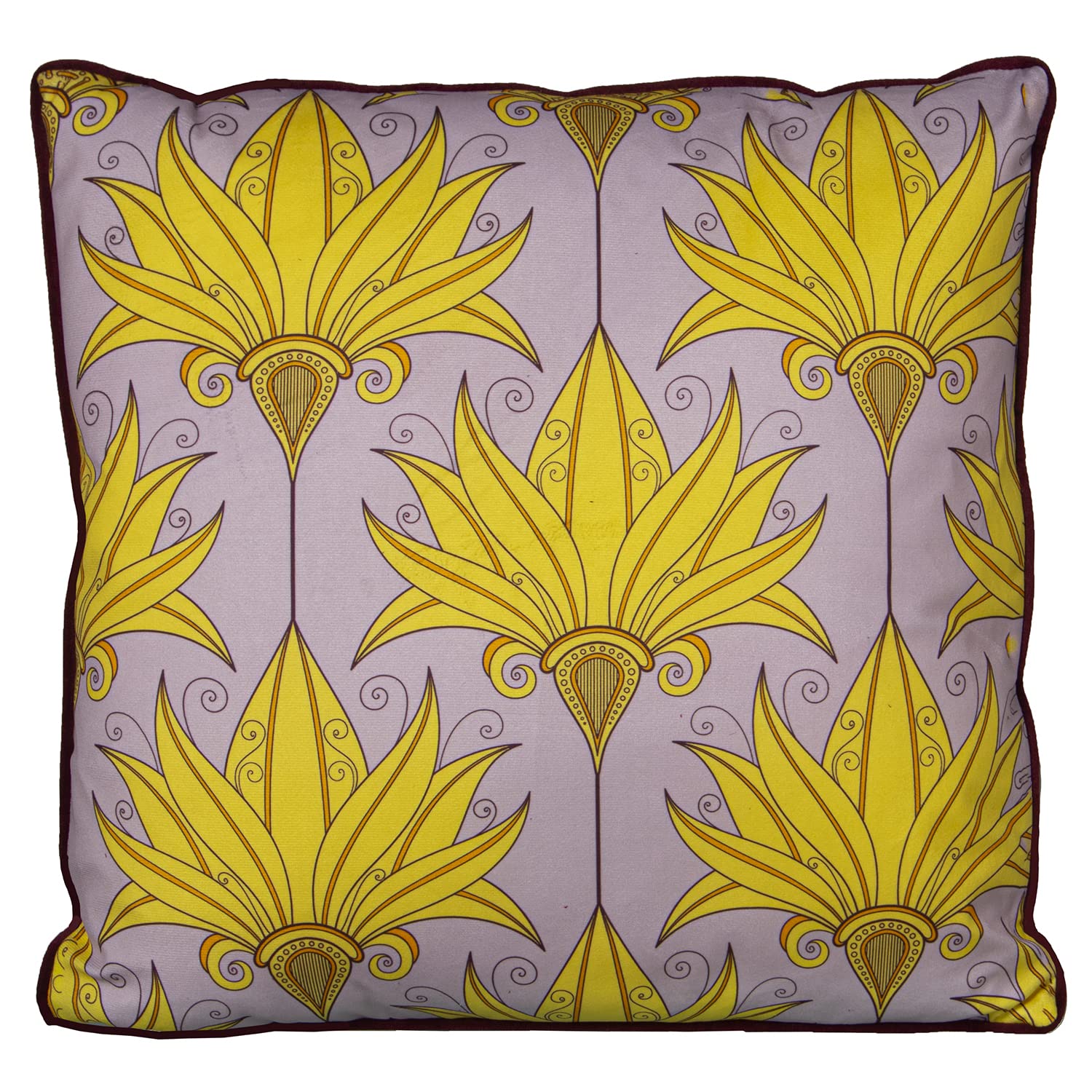 Coussin de décoration fleurs jaunes en velours pour un salon printanier