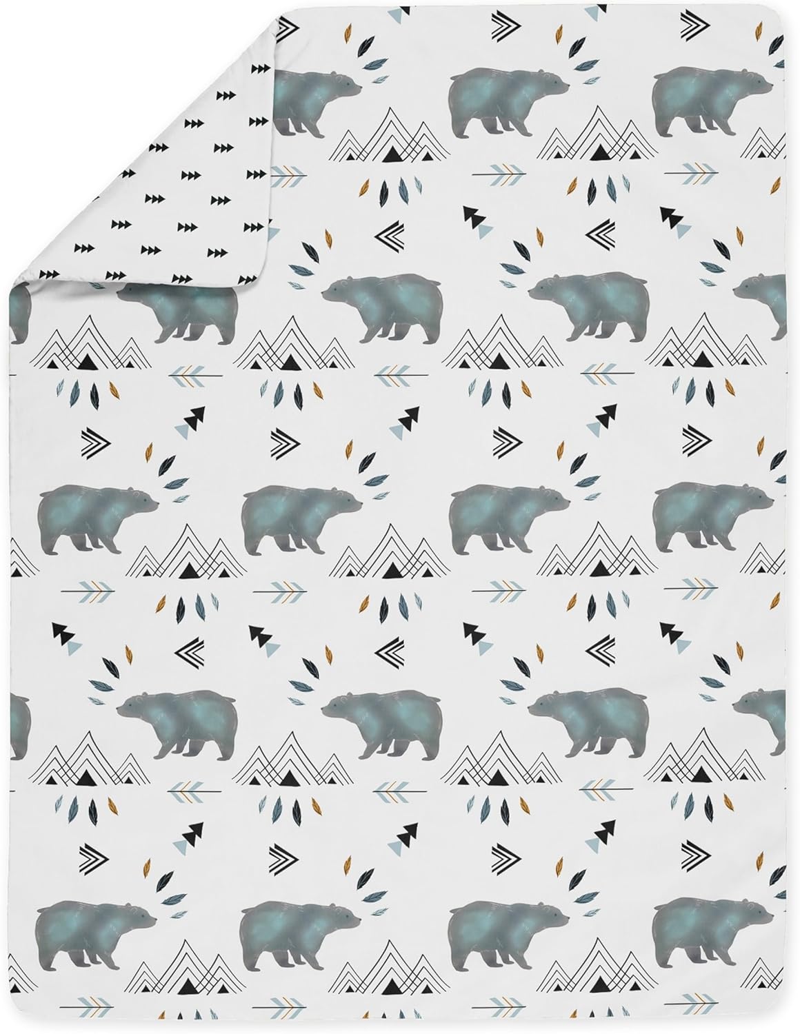 Sweet Jojo Designs Bear Mountain Watercolor Boy Toddler Kid Childrens Bedding Set 5 Pieces Comforter, Sham and Sheets