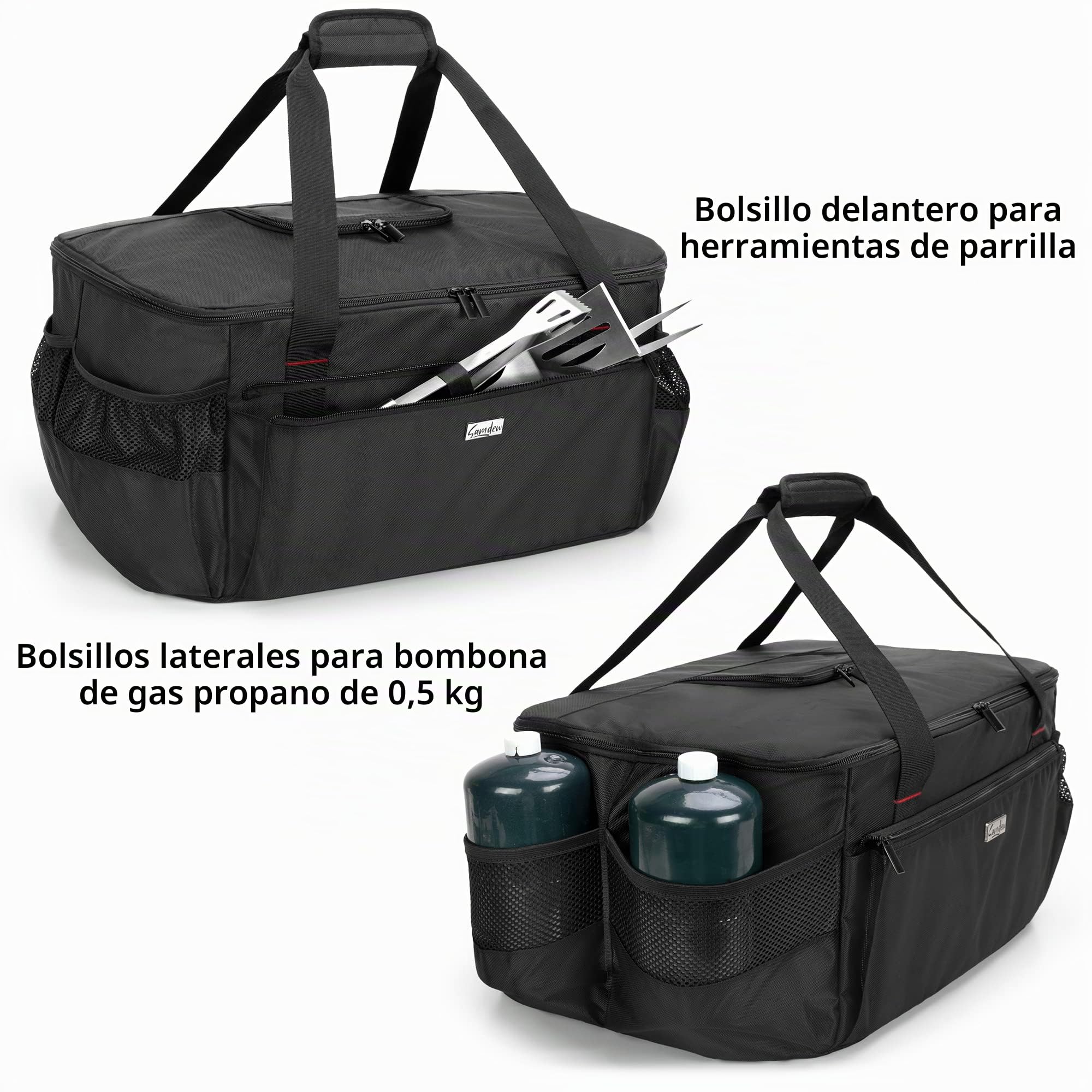 SAMDEW Funda para Parrilla de Exterior, Solo la Funda (Diseño Patentado) | Bolsa de Transporte para Parrilla Portátil, Compatible con Las Parrillas de Gas Weber 1141056 y Weber 1141001 Go-Anywhere