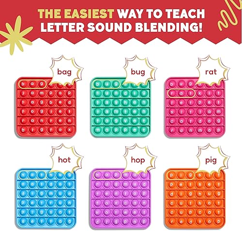 Miniatura 3 de THE FIDGET GAME Word Pop CVC Words Mats para aulas (paquete de 6) – Aprender a leer en semanas – Lectura multisensorial y herramientas interactivas