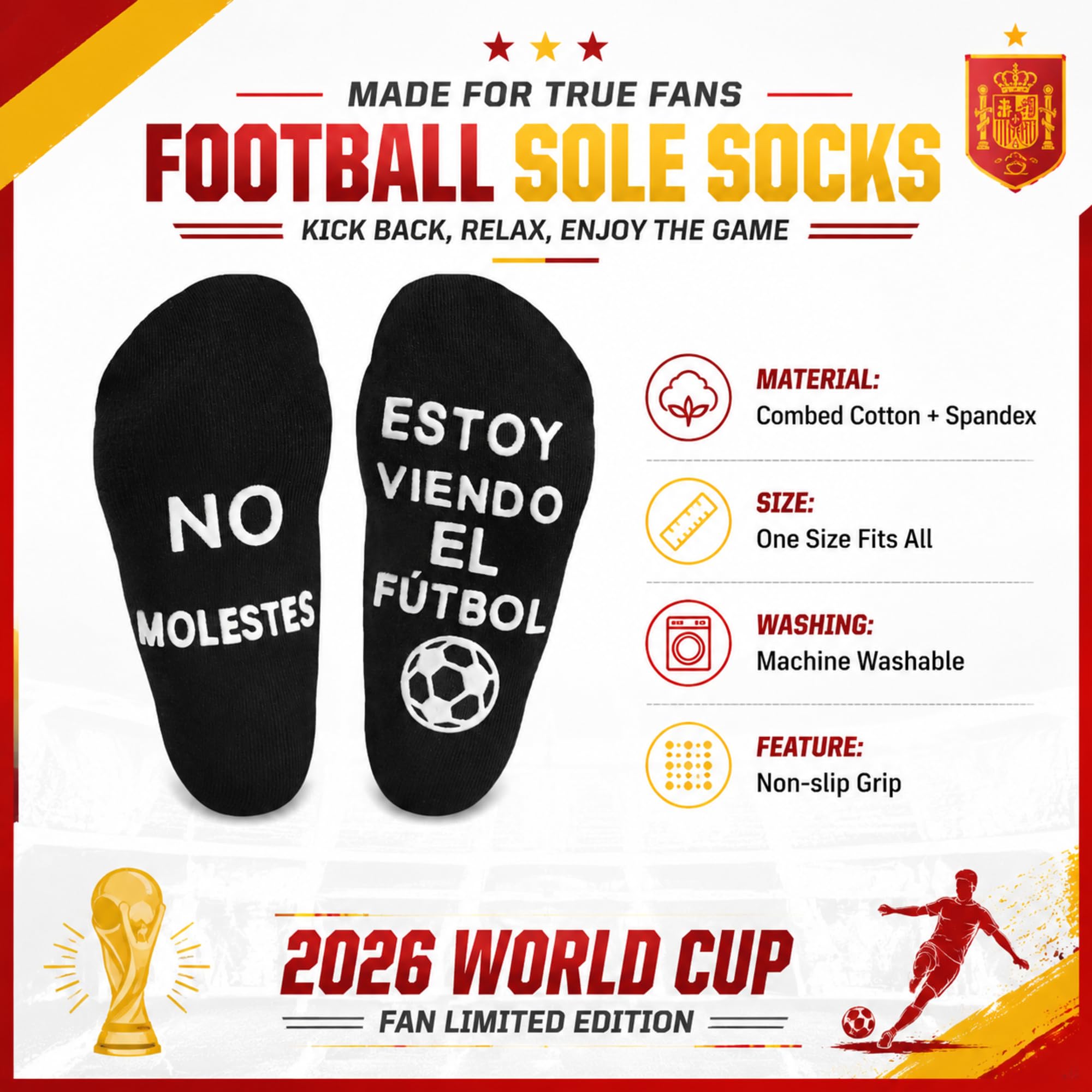BISOUSOX Calcetines Hombre Divertidos Algodón Calcetines 39-46 Regalo Hombres Padre Fanáticos del Fútbol Calcetines Antideslizantes Regalo Cumpleaños