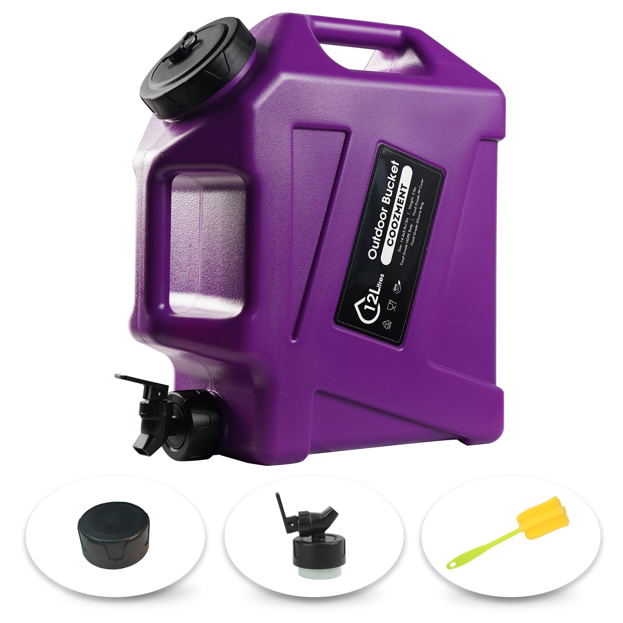 COOZMENT 3.2 Gallon/5 Gallon Water Containers with Spigot, BPA Free Water Jug, Military Green Water Tank, Multifunction Water Storage Containers for Camping Outdoor Hiking,Emergency Storage
