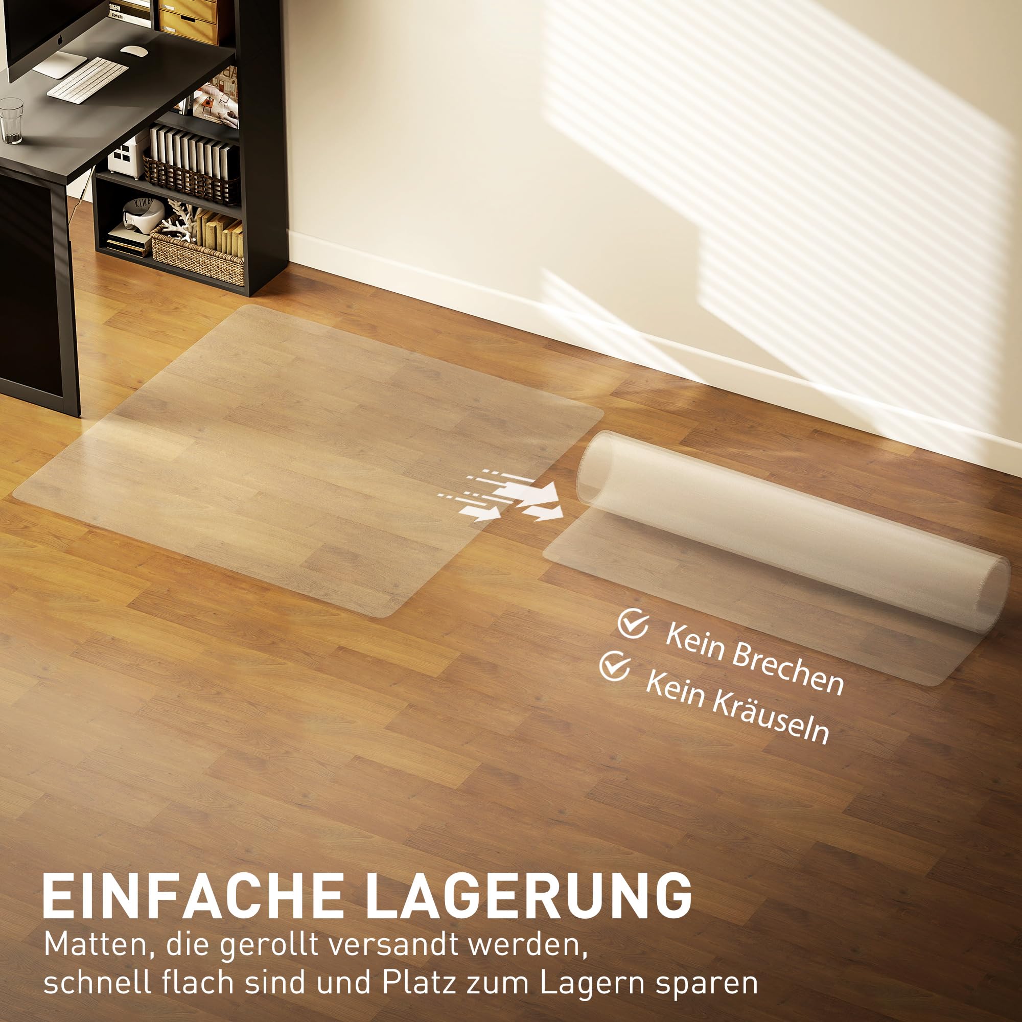 HOMCOM Bodenschutzmatte 120 x 120 cm Kratzfest für Hartböden Transparent | Bürostuhl Unterlage, Stuhlunterlage, Bodenmatte