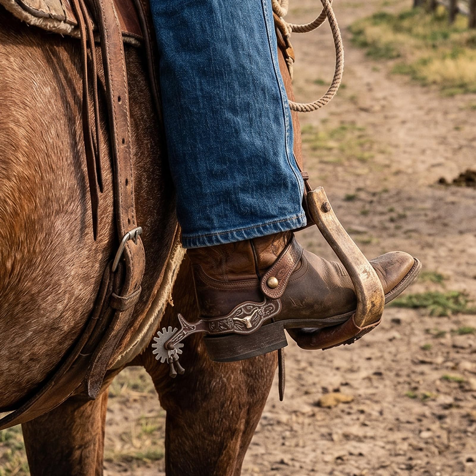 TOPINCN Espuelas Vintage para Caballo, Espuelas Antiguas con Incrustaciones Grabadas, for Equitación y Entrenamiento