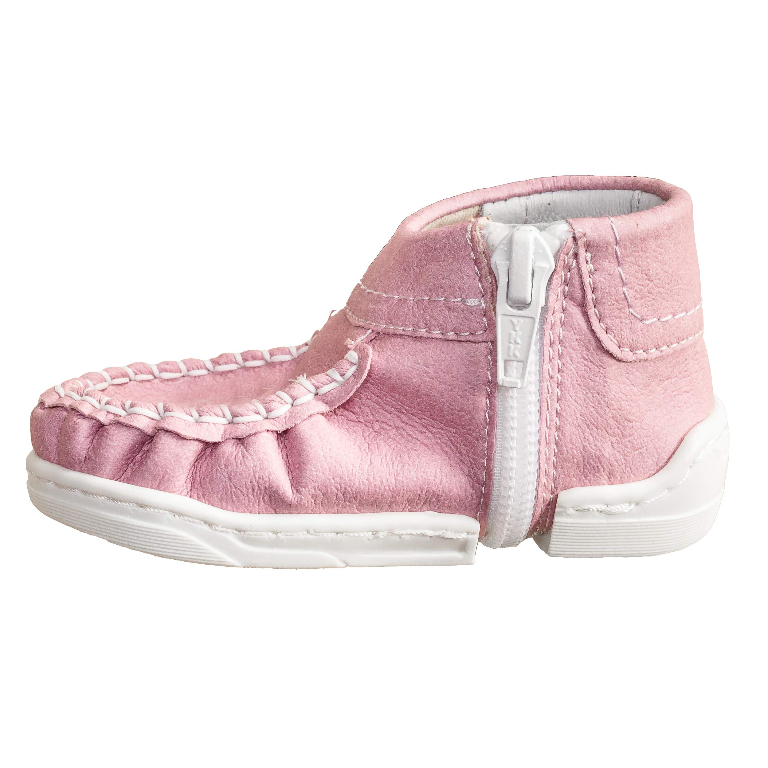 mokki Klasyczne buty dziecięce, buty do nauki chodzenia, buty do raczkowania, buty do szopki, z innowacyjnym zamkiem błyskawicznym, różowy - Rosa - 17/18 EU