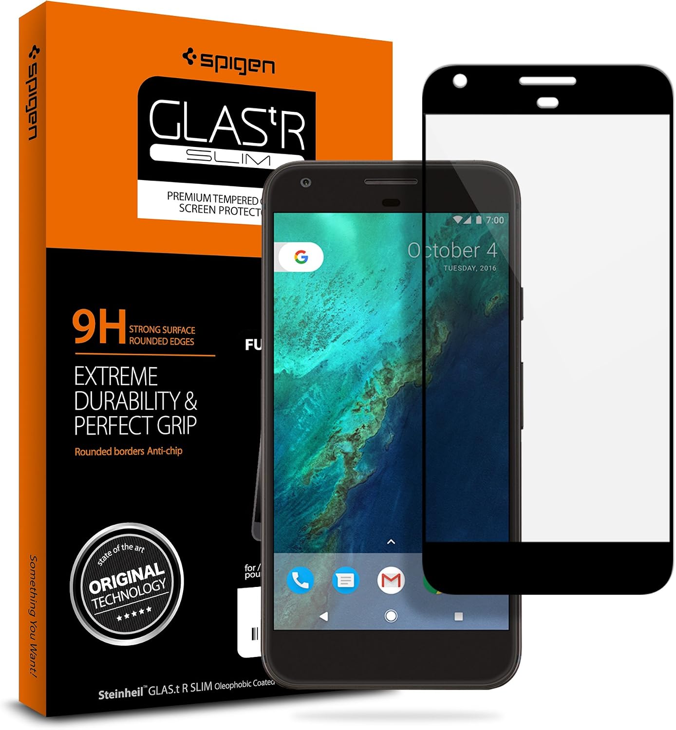 Spigen Tempered Glass Google Pixel Screen Protector [ Case Friendly ] [ Maximum Protection ] for Google Pixel (2016 Release) - Black