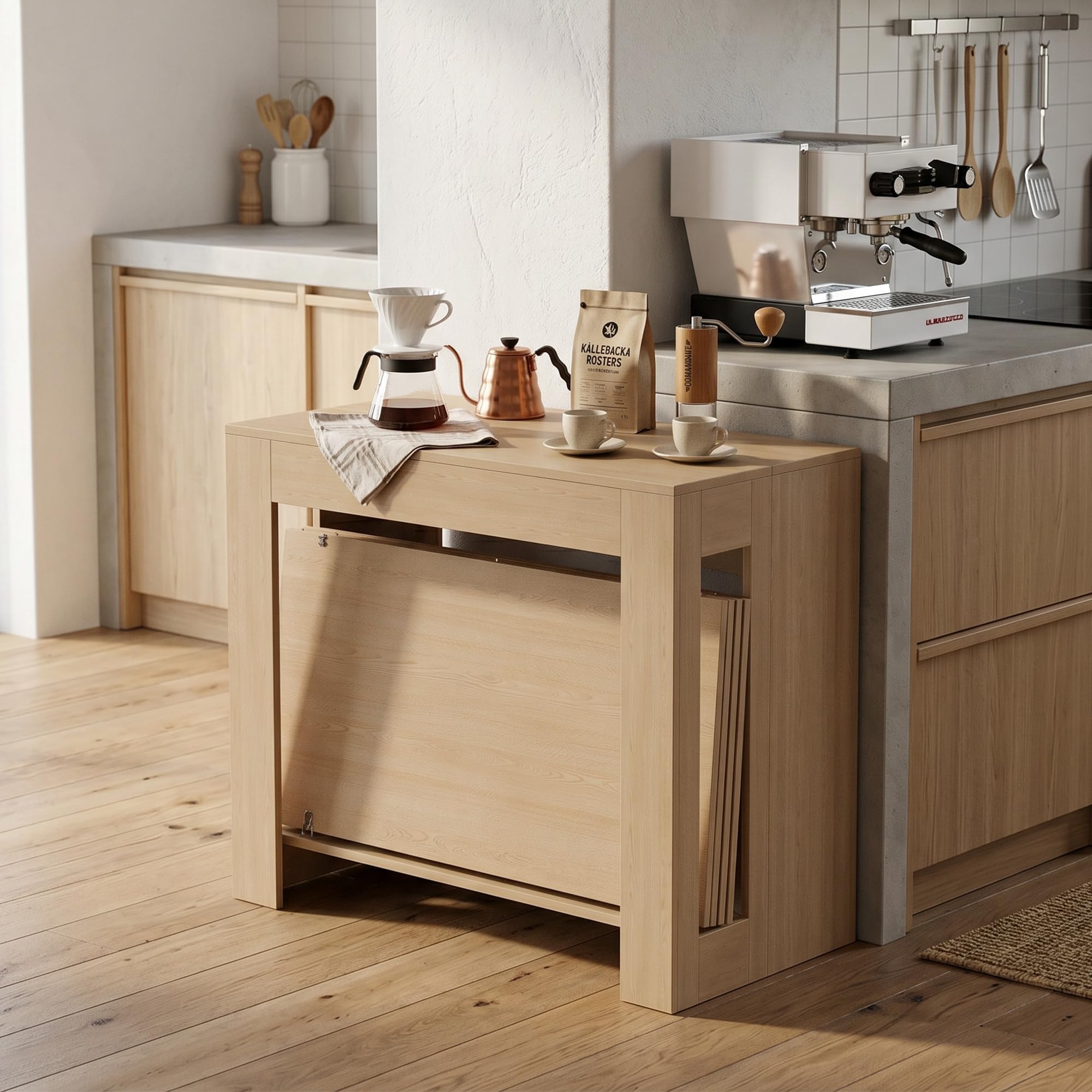 HOMCOM Tavolo da Pranzo Allungabile 48-240x90cm per 10 Marrone Chiaro | Tavolo Consolle Allungabile Rettangolare Salvaspazio, 4 Prolunghe, Soggiorno Cucina, Effetto Legno