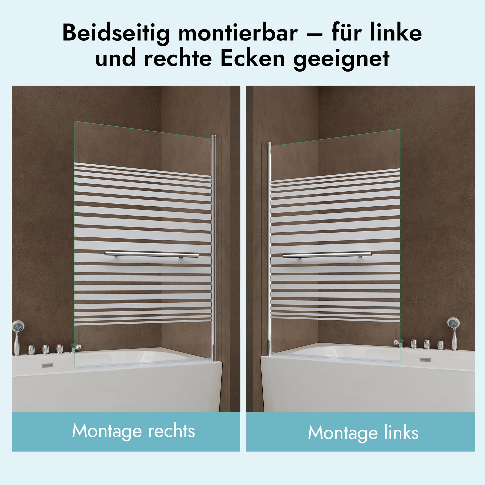 doporro Duschwand für Badewanne 90x140 cm Badewannenaufsatz Teilsatiniert