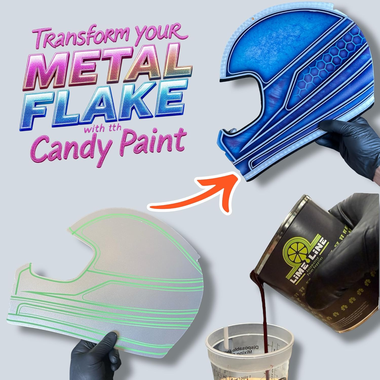 LiME LiNE Sky Blue Metal Flake Automotive Basecoat- No Reducer Needed, Ready to Spray (1 Gallon)