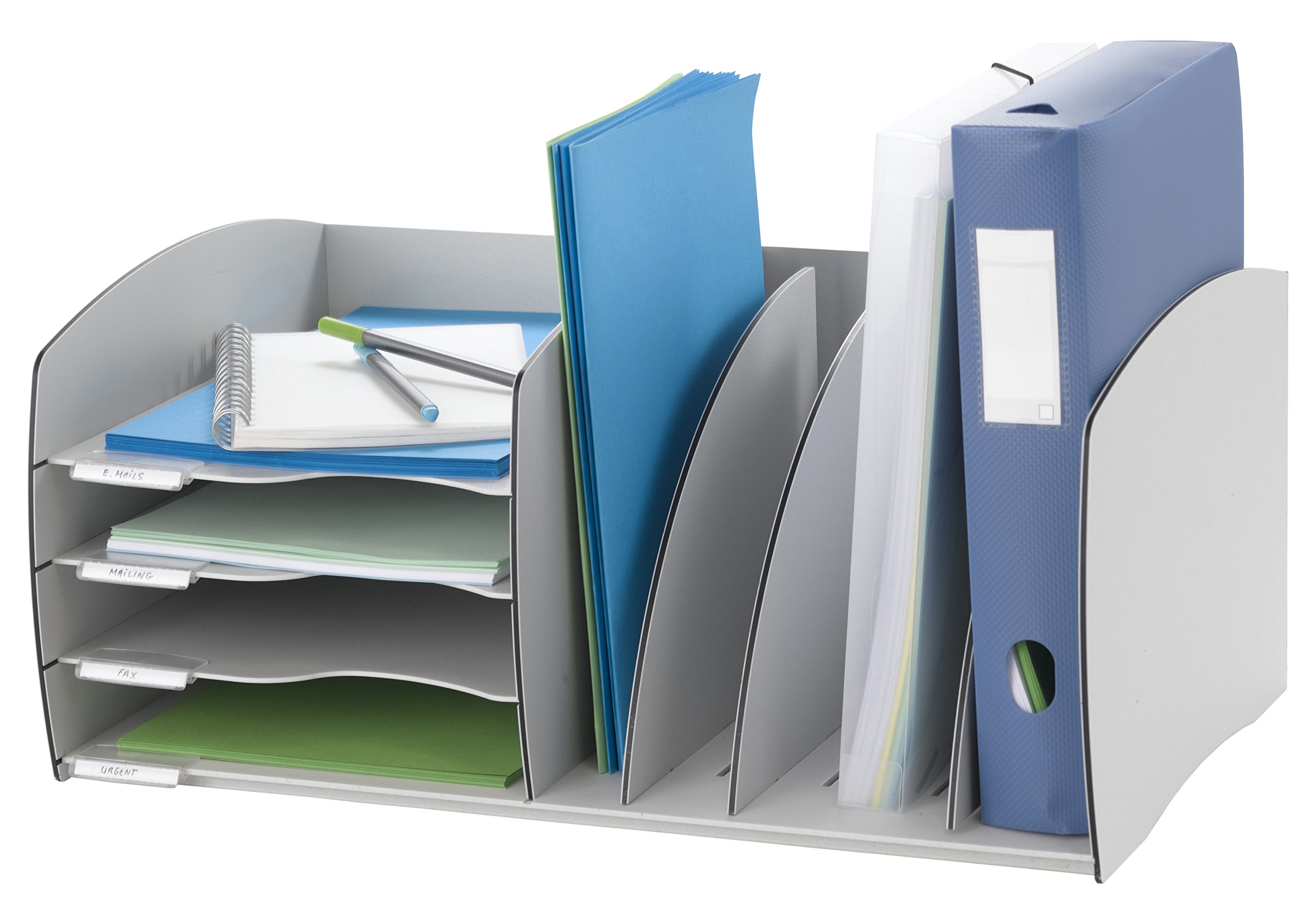 Paperflow - Organizer da scrivania in polistirene ultraresistente, 54,3 x 34 x 24,5 cm, colore grigio