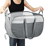Collapsible Laundry Baskets, Tear Proof Pop Up Laundry Hamper with Dual Handles, Durable Foldable Laundry Basket, Easy to Carry Laundry Hamper for Home, Laundry Room, Bedroom, Dorm, Travel Grey
