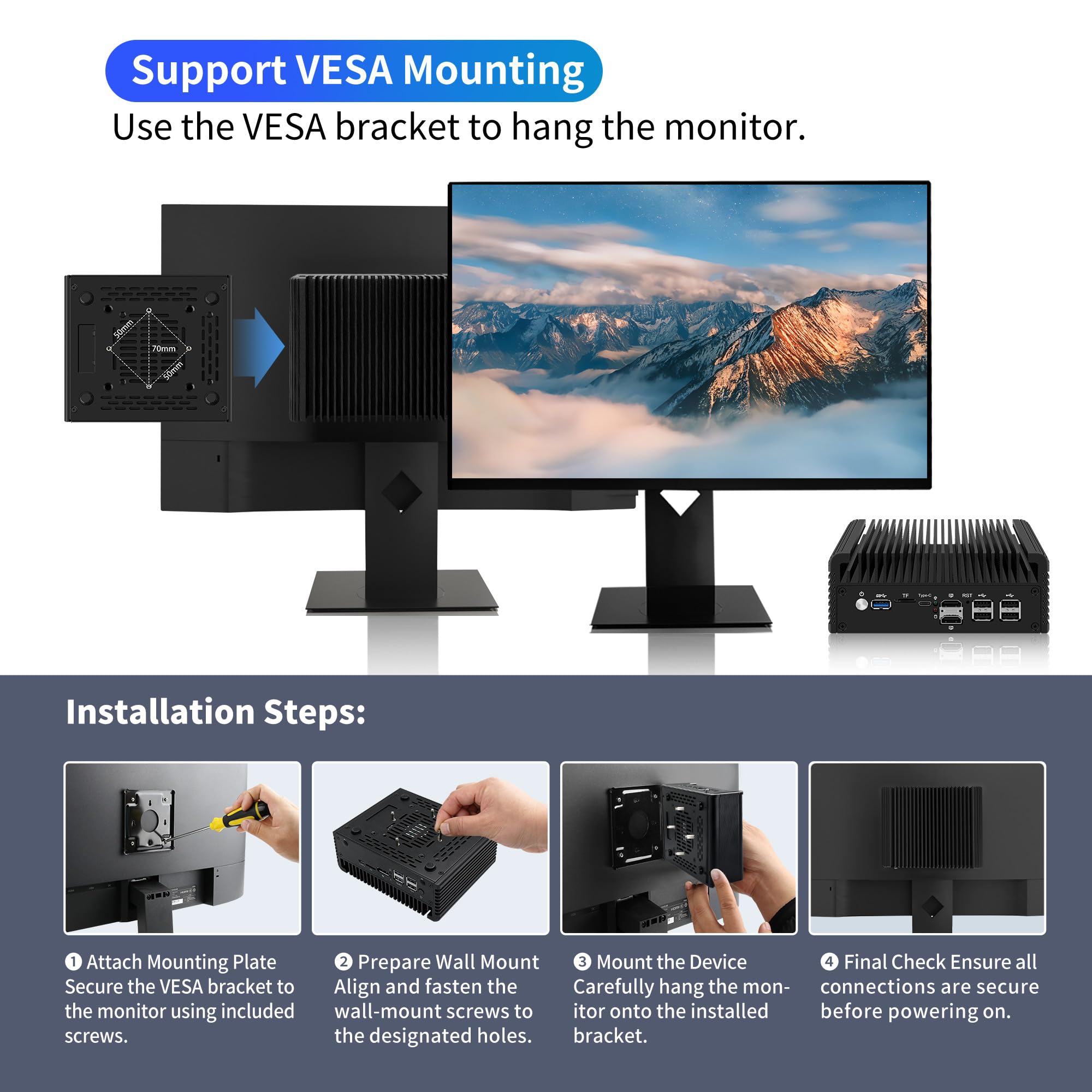 CWWK Mini PC Firewall, 4 x 2.5GbE LAN, Celeron J6413, Fanless Mini Computer, OPNsense Micro Appliance Hardware, 8GB RAM 128GB NVMe SSD, 2 x M.2, USB-C, 2-SATA, TF, AES-NI