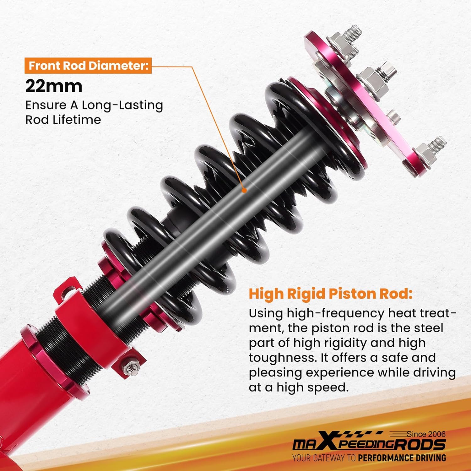 maXpeedingrods Coilovers for Toyota Corolla E130 2003-2008, for Toyota Matrix XRS E130 2003-2008, Height Adjustable Coilovers Suspension Kit, Preset Damping Lowering Kit Red